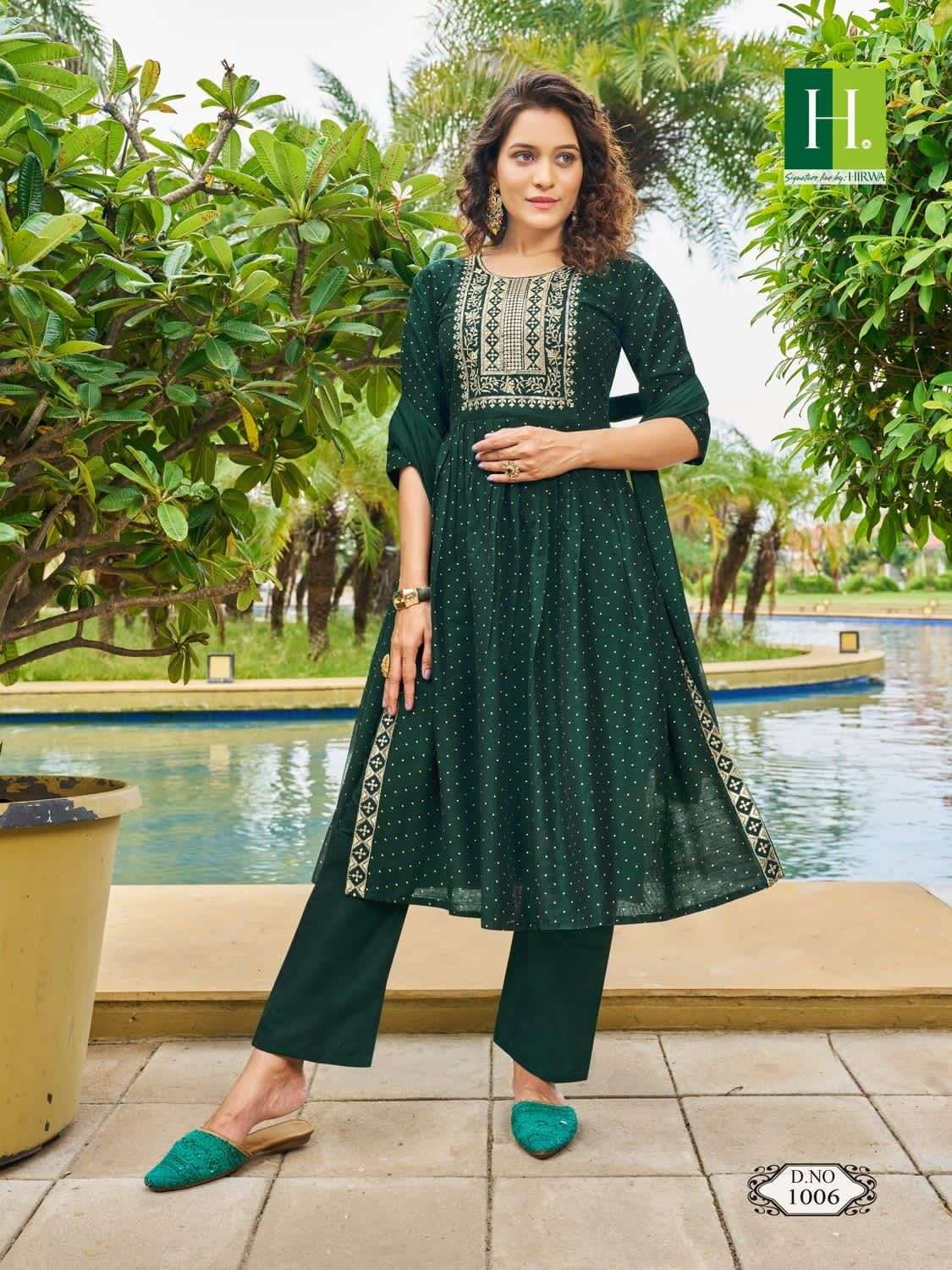 HIRWA  SINDOOR Naira cut Kurti Wholesale catalog