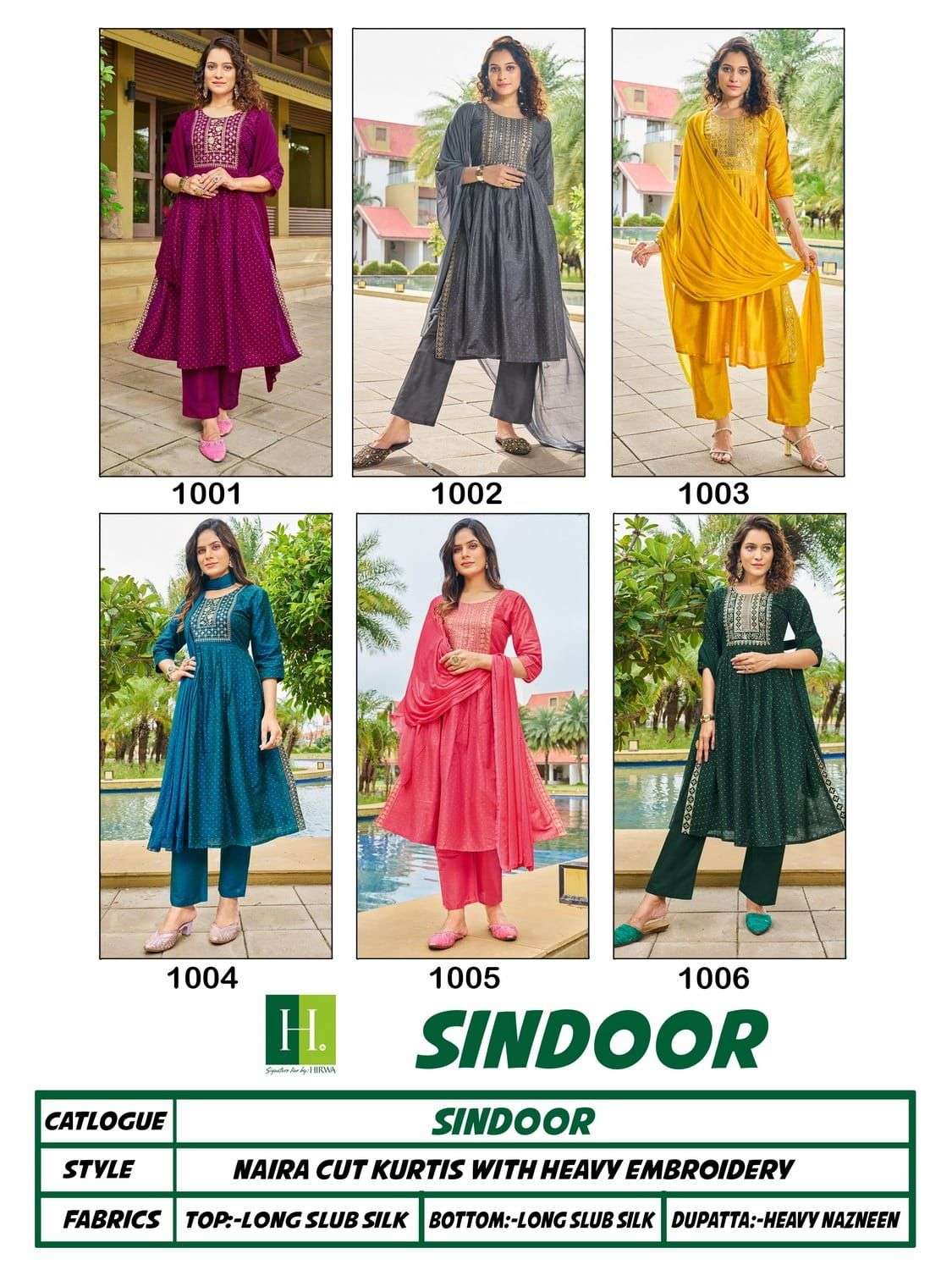HIRWA  SINDOOR Naira cut Kurti Wholesale catalog