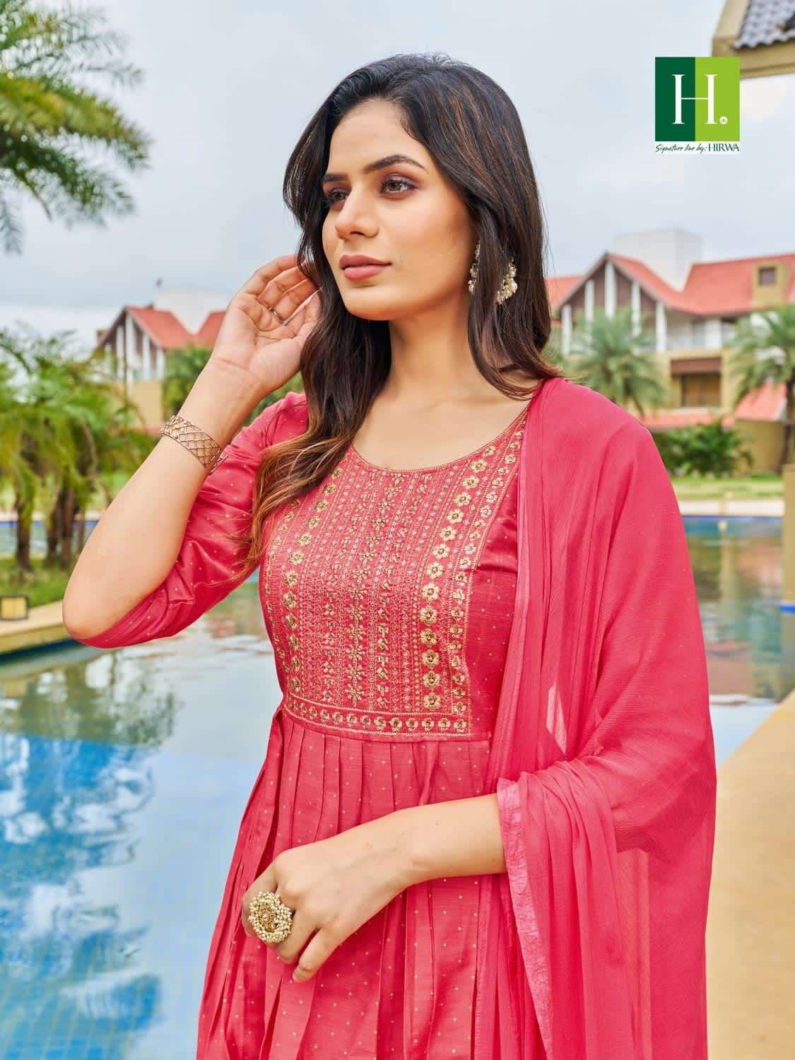 HIRWA  SINDOOR Naira cut Kurti Wholesale catalog