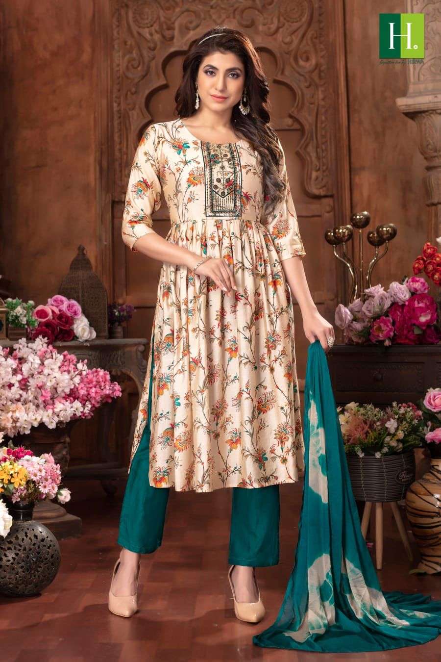 HIRWA SUMAN Naira Cut Kurti Wholesale catalog