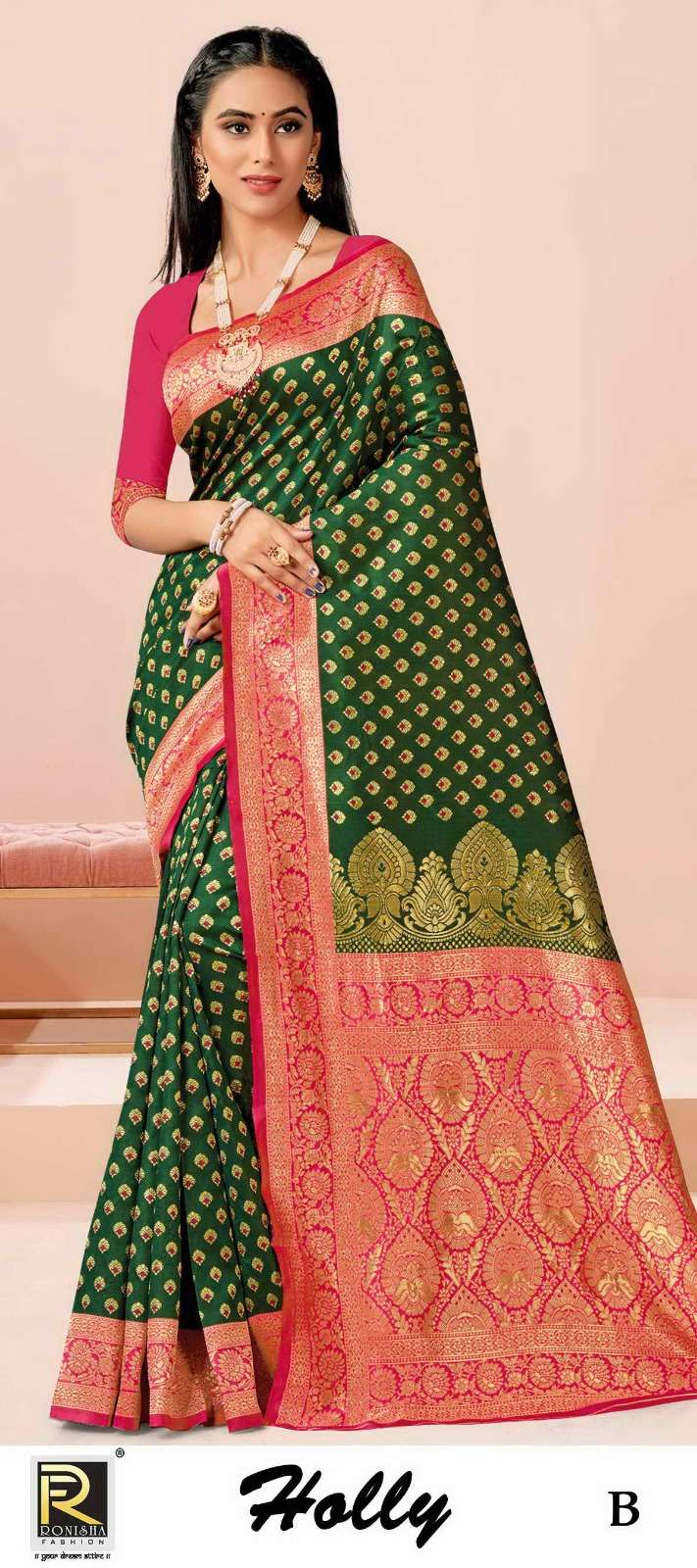 HOLLY  BY RONISHA SAREE BANARASI SILK FABRICS SUPER HIT COLLECTION 