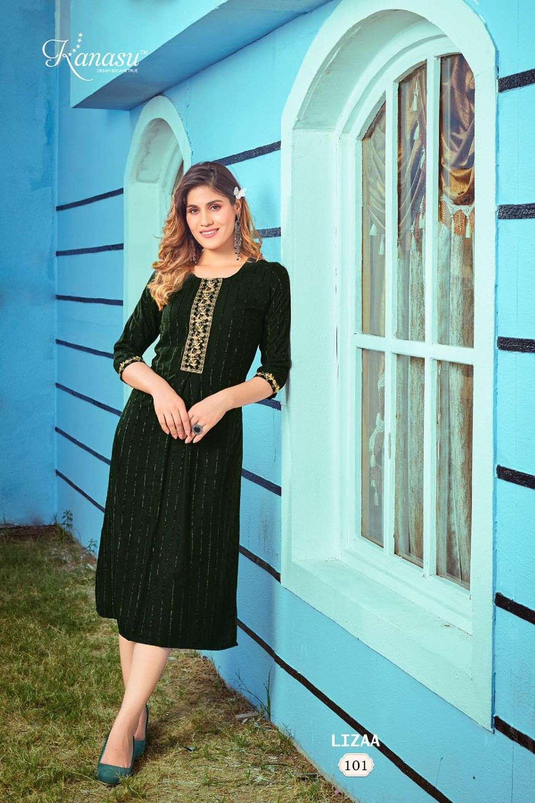 KANASU LIZAA STRAIGHT WITH DORI WORK KURTI Wholesale catalog