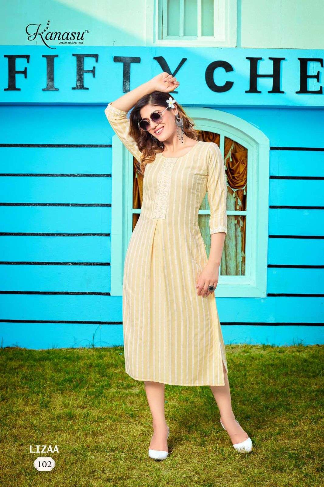 KANASU LIZAA STRAIGHT WITH DORI WORK KURTI Wholesale catalog