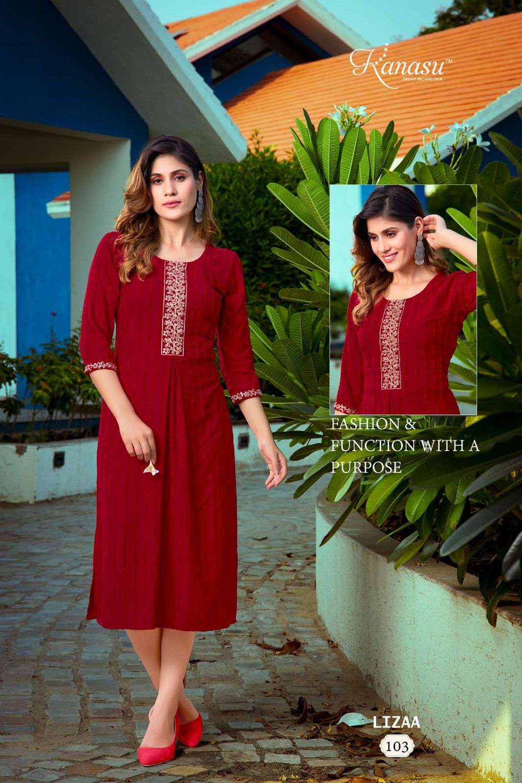 KANASU LIZAA STRAIGHT WITH DORI WORK KURTI Wholesale catalog