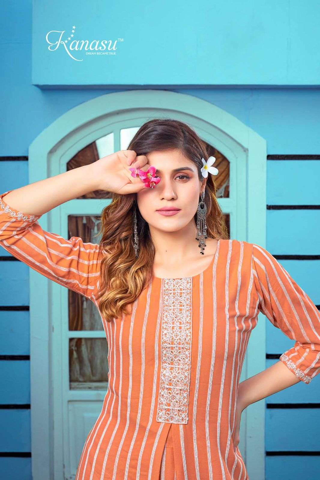 KANASU LIZAA STRAIGHT WITH DORI WORK KURTI Wholesale catalog