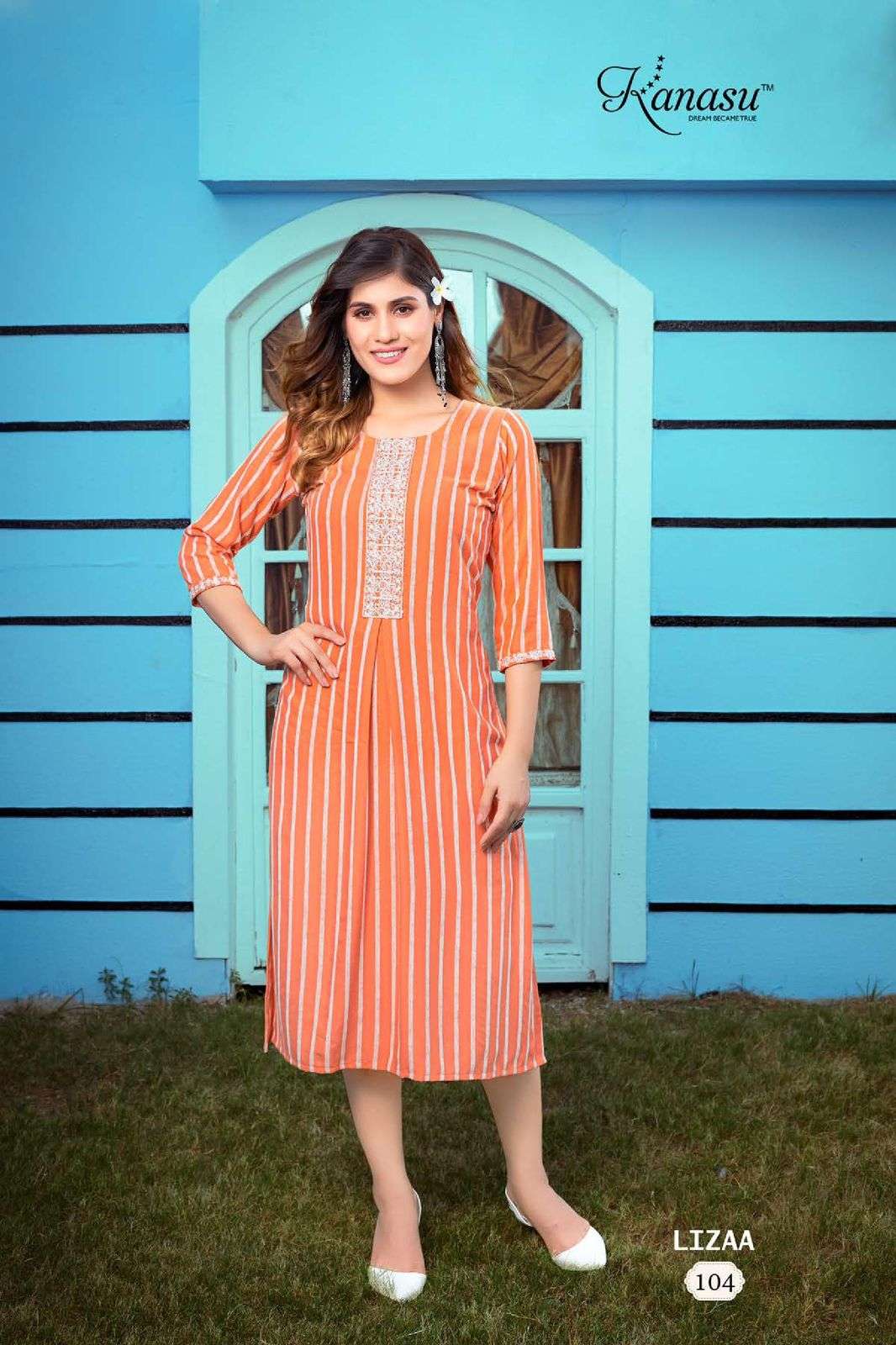 KANASU LIZAA STRAIGHT WITH DORI WORK KURTI Wholesale catalog