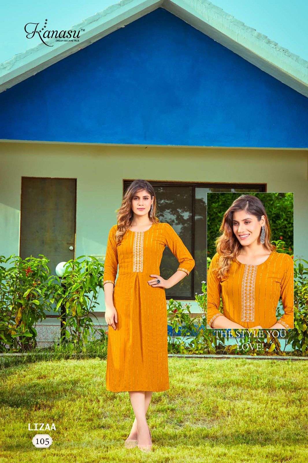 KANASU LIZAA STRAIGHT WITH DORI WORK KURTI Wholesale catalog