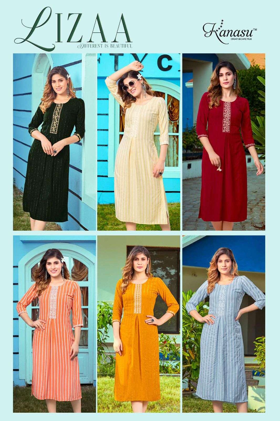 KANASU LIZAA STRAIGHT WITH DORI WORK KURTI Wholesale catalog
