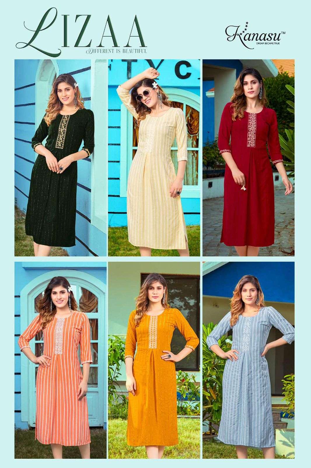 KAYA BY RUNG SLUB EMBROIDERY NECK DORI NEW READYMADE LATEST STYLISH TRENDY  FANCY CASUAL WEAR STRAIGHT KURTIS AT BEST RATE ONLINE WHOLESELLER IN INDIA  MALAYSIA - Reewaz International | Wholesaler & Exporter