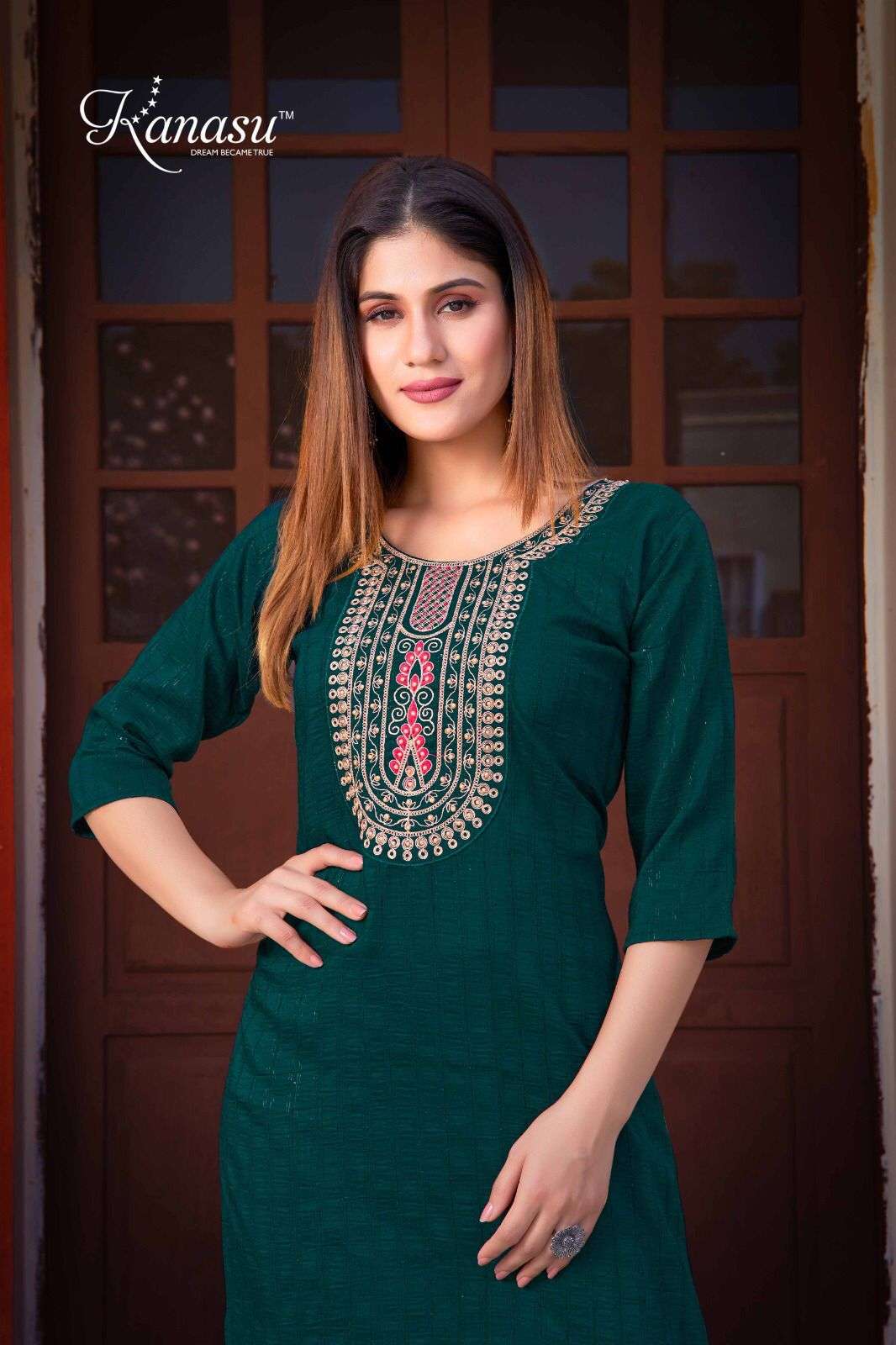 KANASU VAMIKA STRAIGHT WITH HEAVY TARWORK KURTI Wholesale catalog