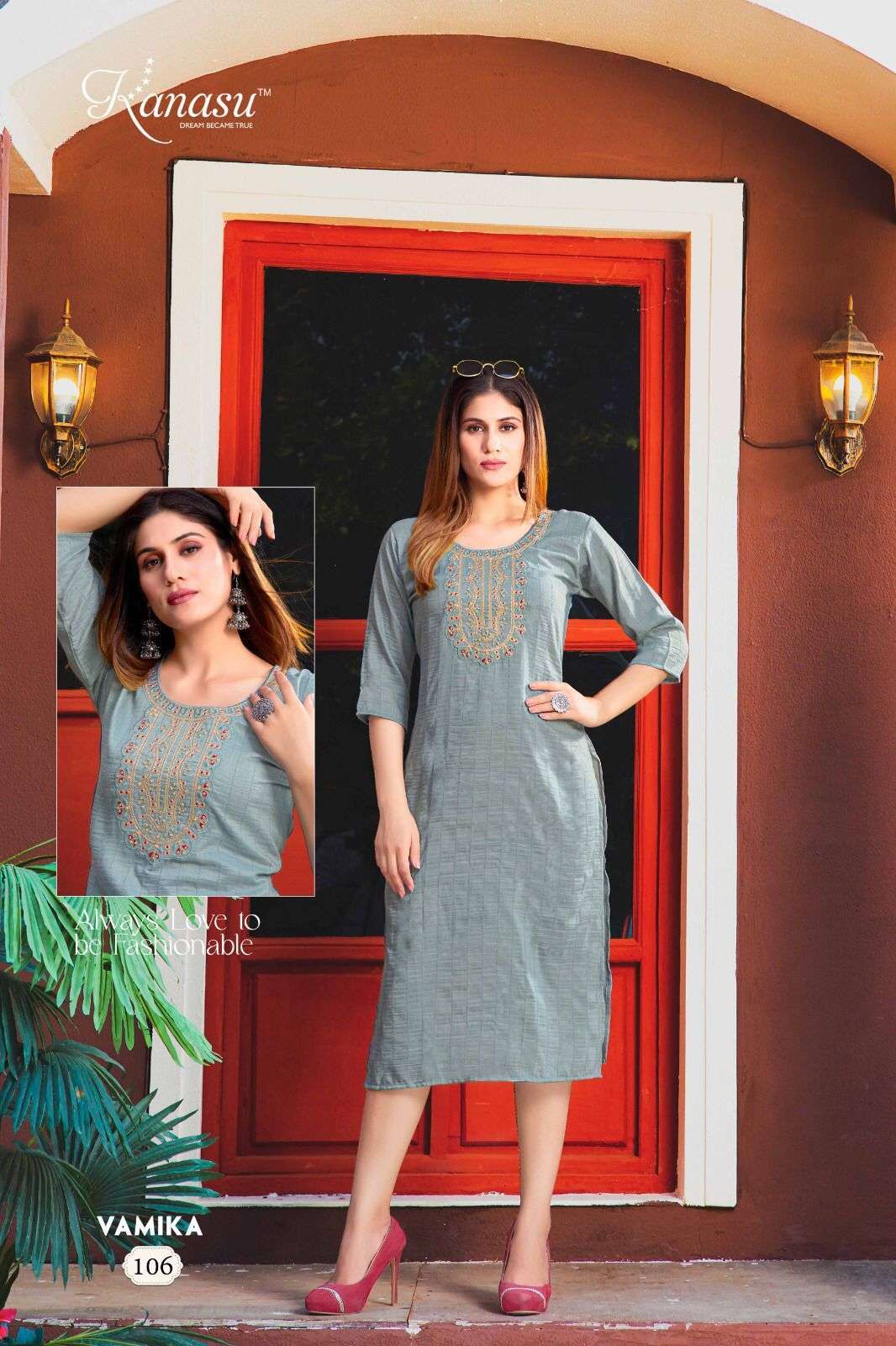 KANASU VAMIKA STRAIGHT WITH HEAVY TARWORK KURTI Wholesale catalog