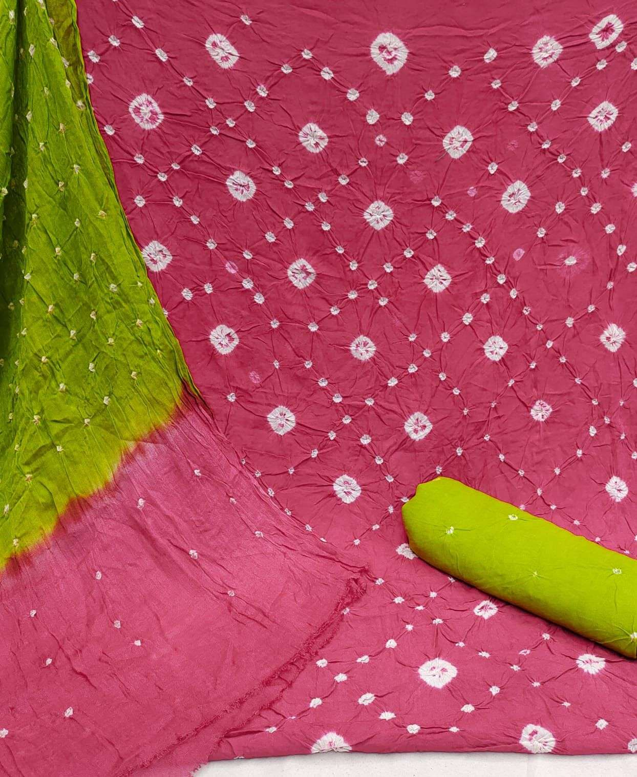 Kanika Rayon Hand Bandhej Dress Material Wholesale catalog
