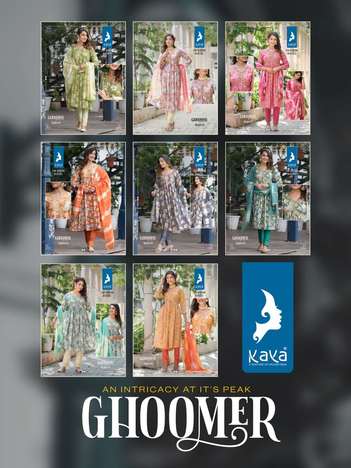 KAYA GHOOMER CHANDERI MODAL FOIL KURTI Wholesale catalog