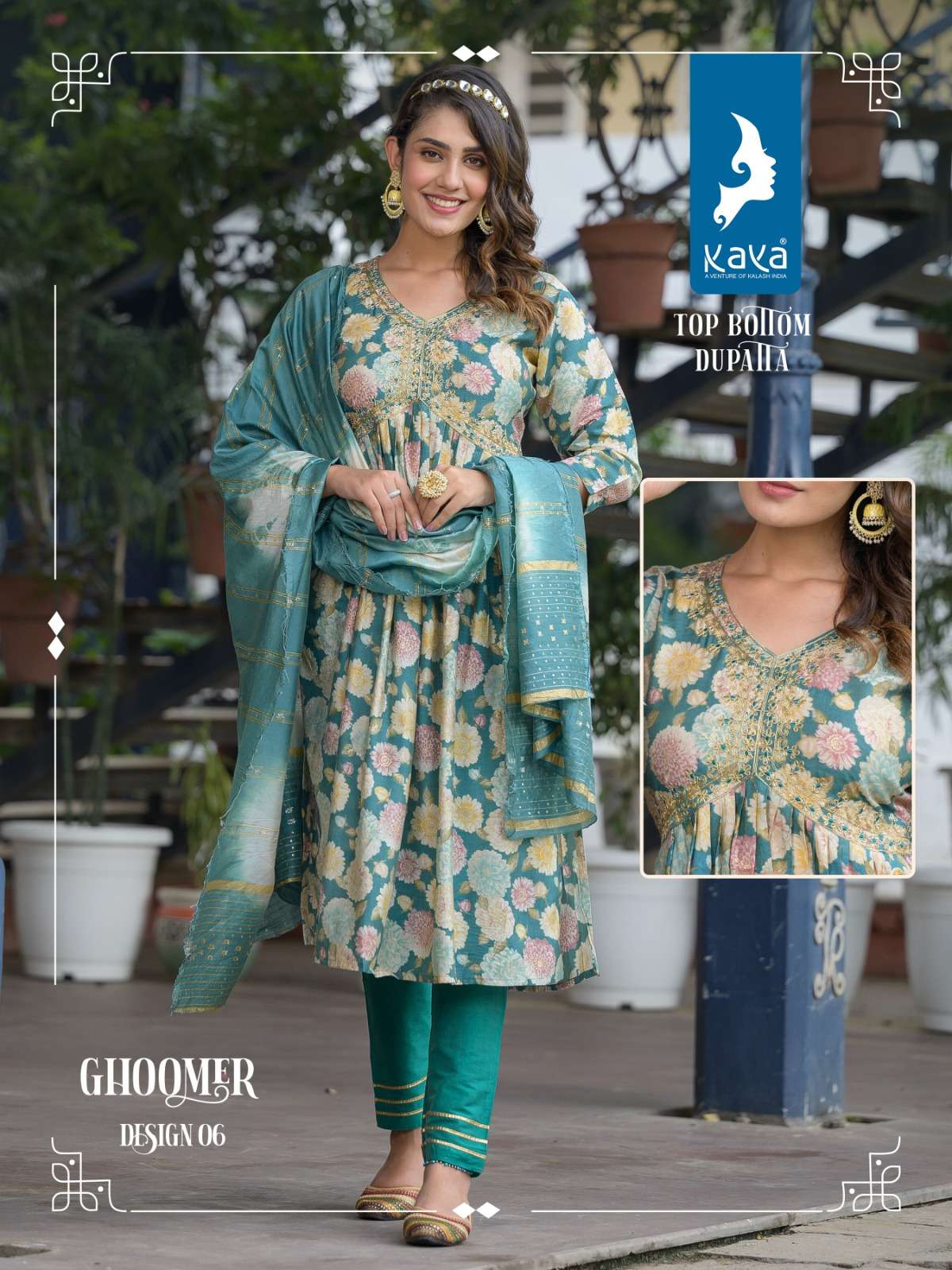 KAYA GHOOMER CHANDERI MODAL FOIL KURTI Wholesale catalog