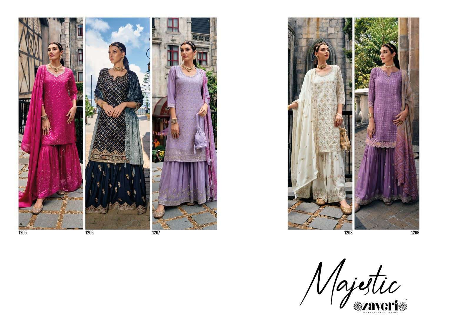 Majestic chinon with emboidery & khatali work Salwar Kameez Wholesale catalog