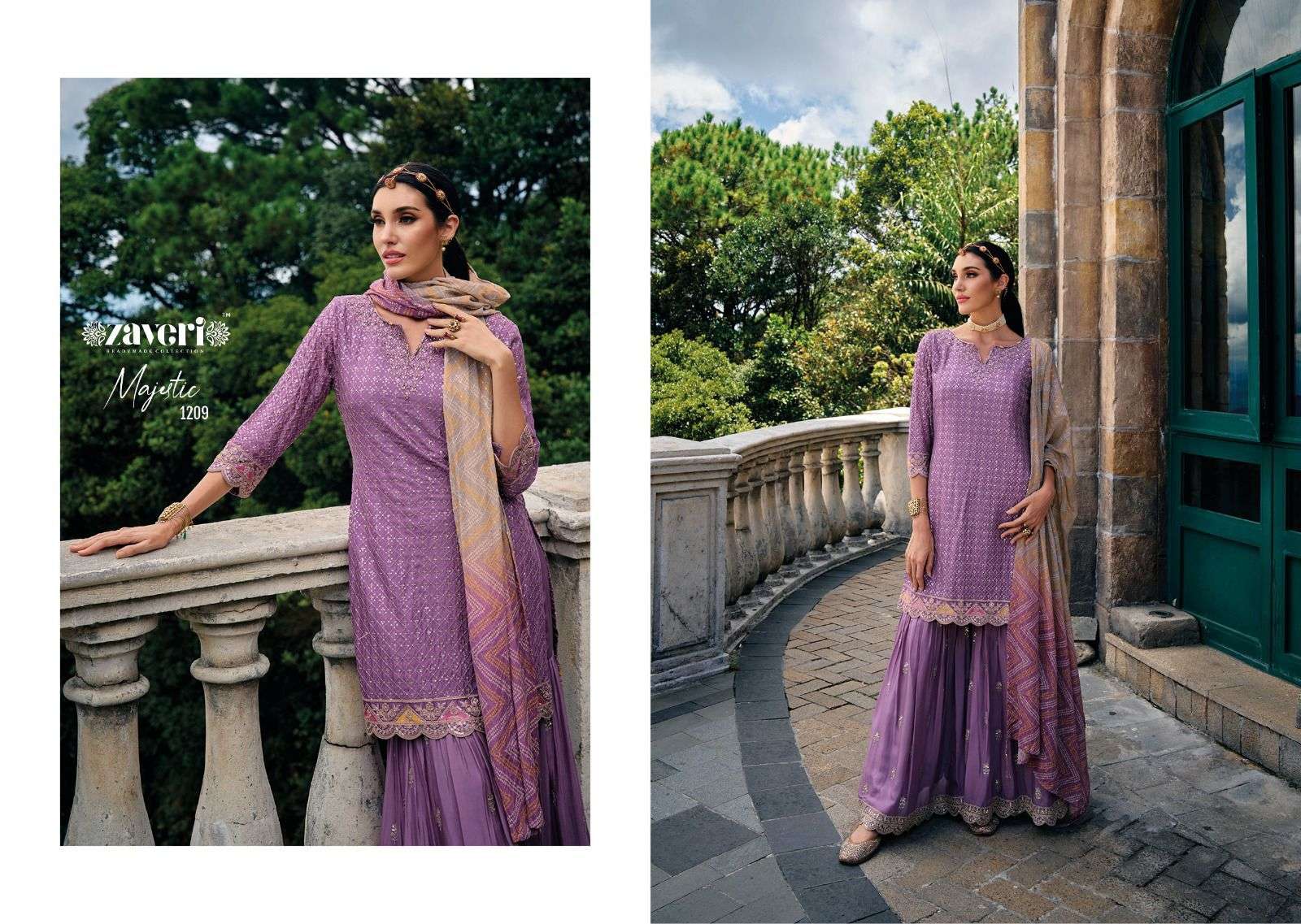 Majestic chinon with emboidery & khatali work Salwar Kameez Wholesale catalog