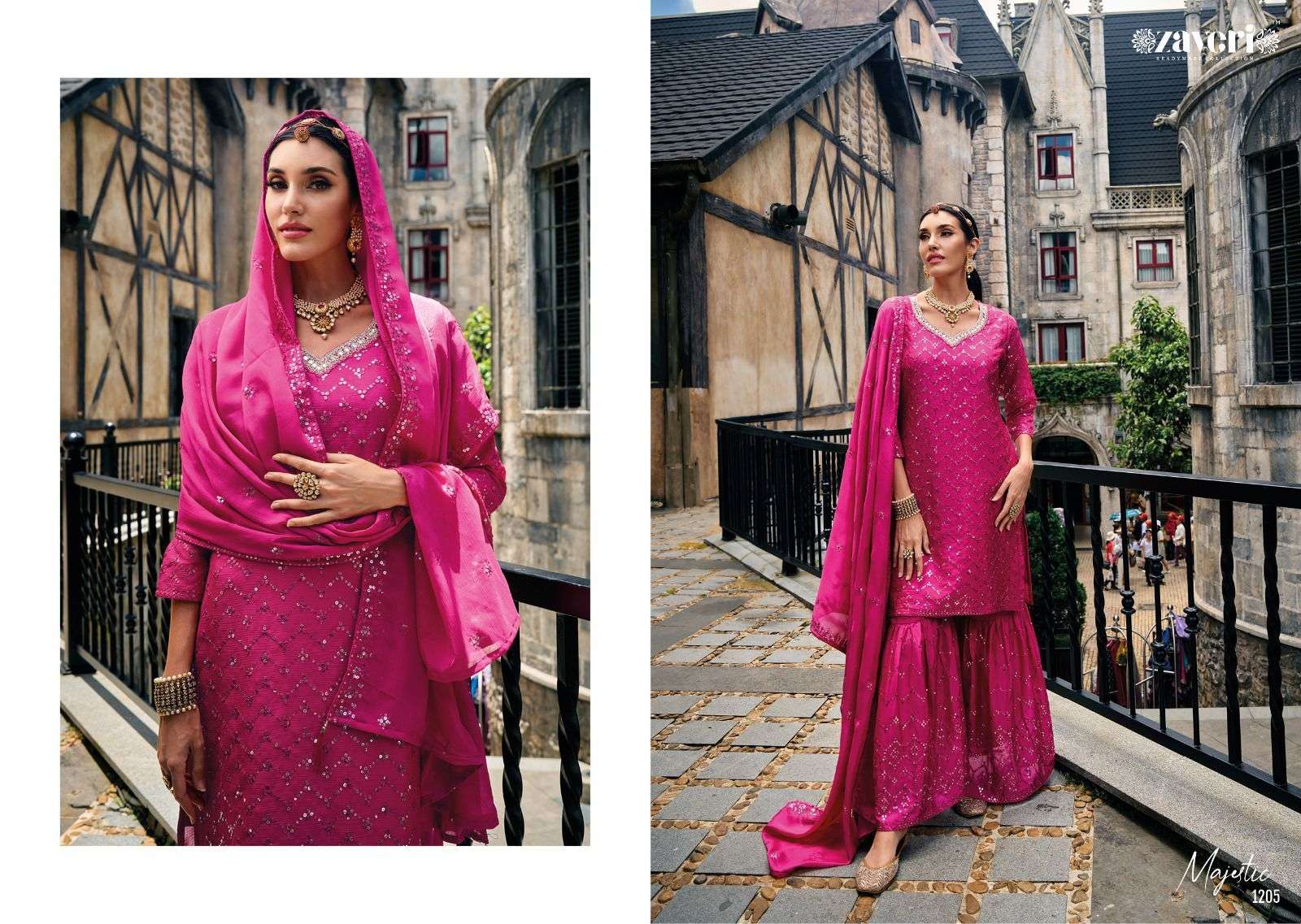 Majestic chinon with emboidery & khatali work Salwar Kameez Wholesale catalog