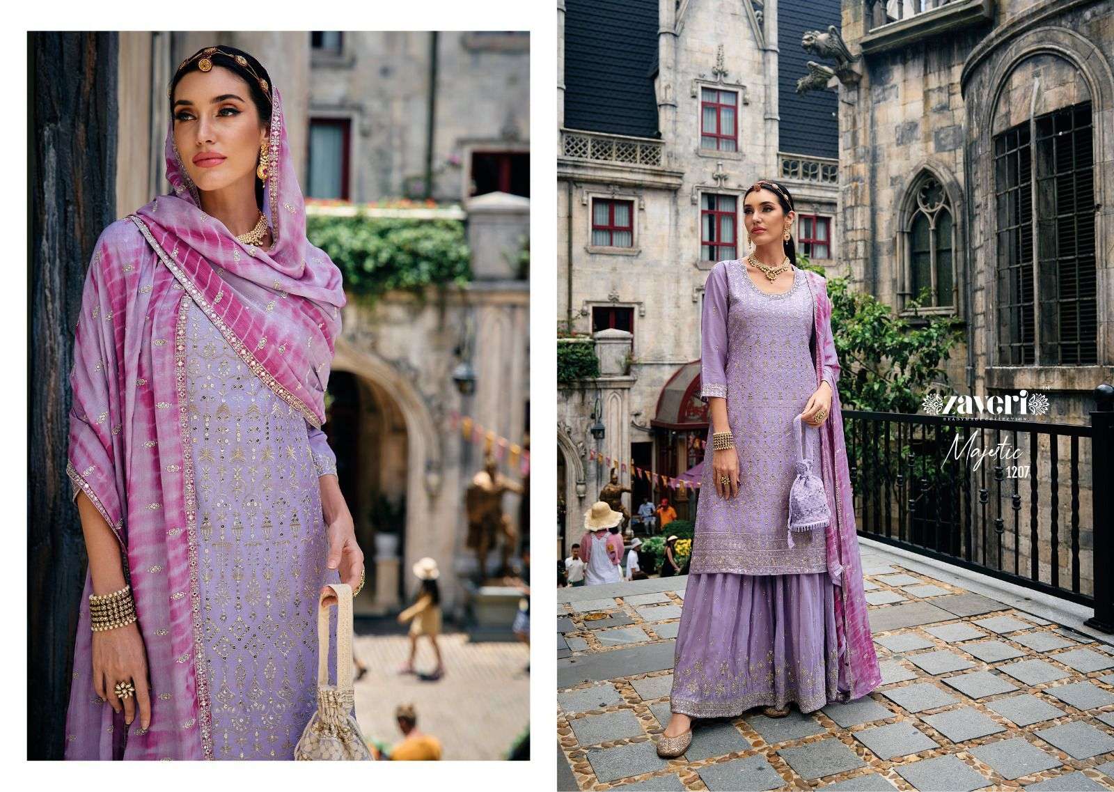 Majestic chinon with emboidery & khatali work Salwar Kameez Wholesale catalog