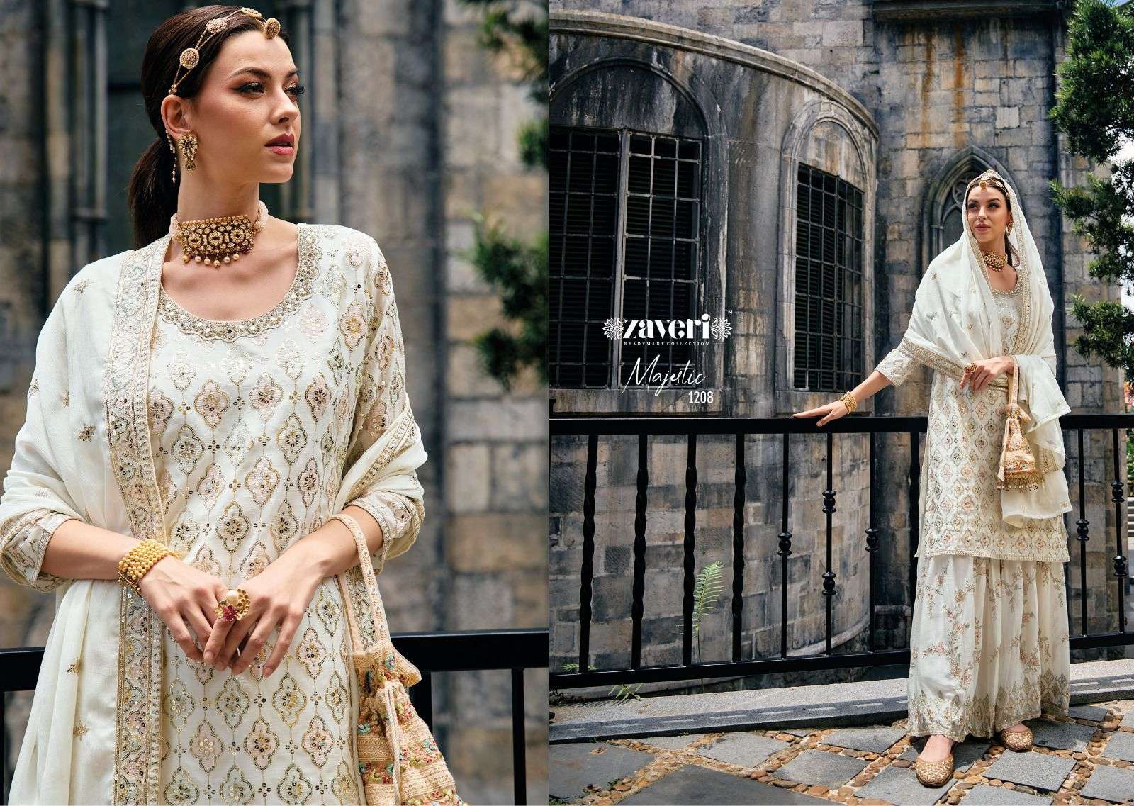 Majestic chinon with emboidery & khatali work Salwar Kameez Wholesale catalog