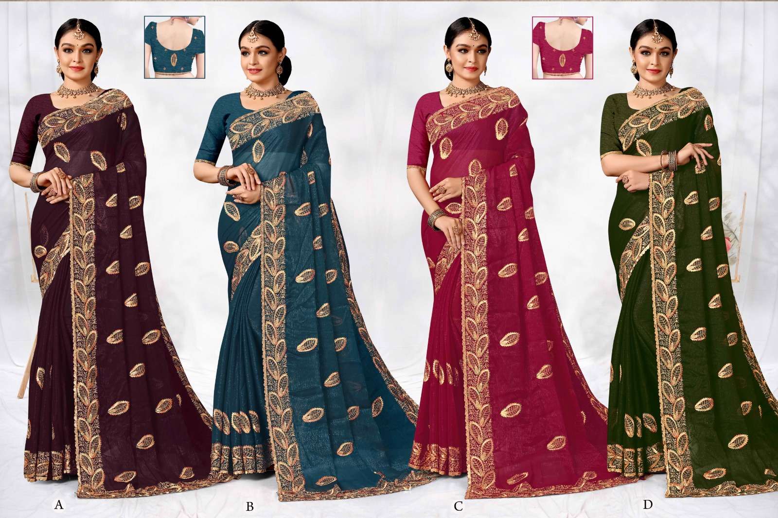 MAMTA  BY RONISHA SAREE  FANCY FABRICS SELF PETTERN WITH SIROSKI DIAMOND AND EMBROIDERY WORK SUPER HIT COLLECTION 