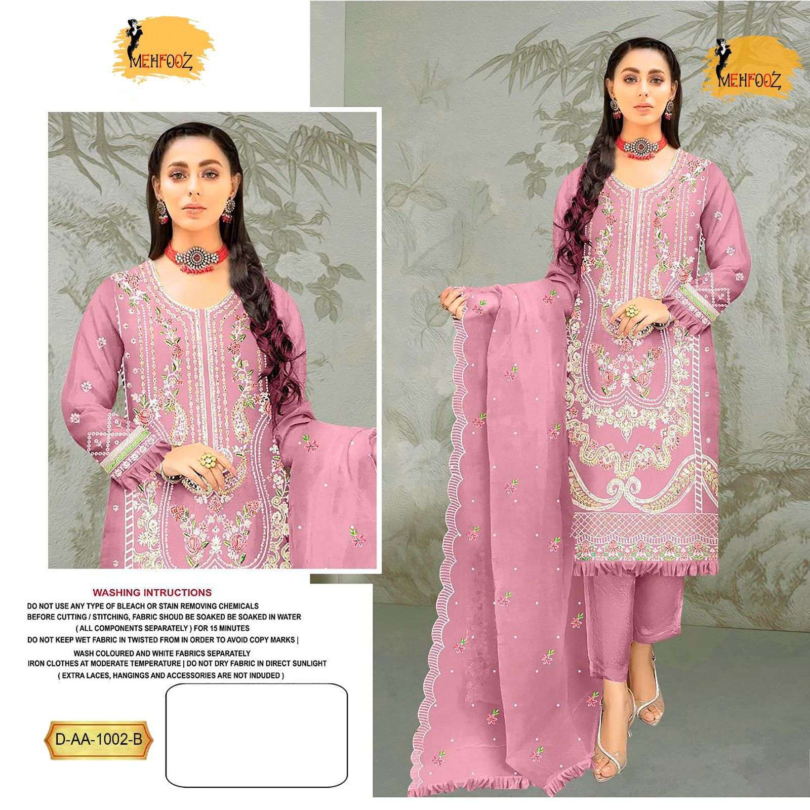 MEHFOOZ ORGANZA EMBRODARY WORK Salwar Kameez Wholesale catalog