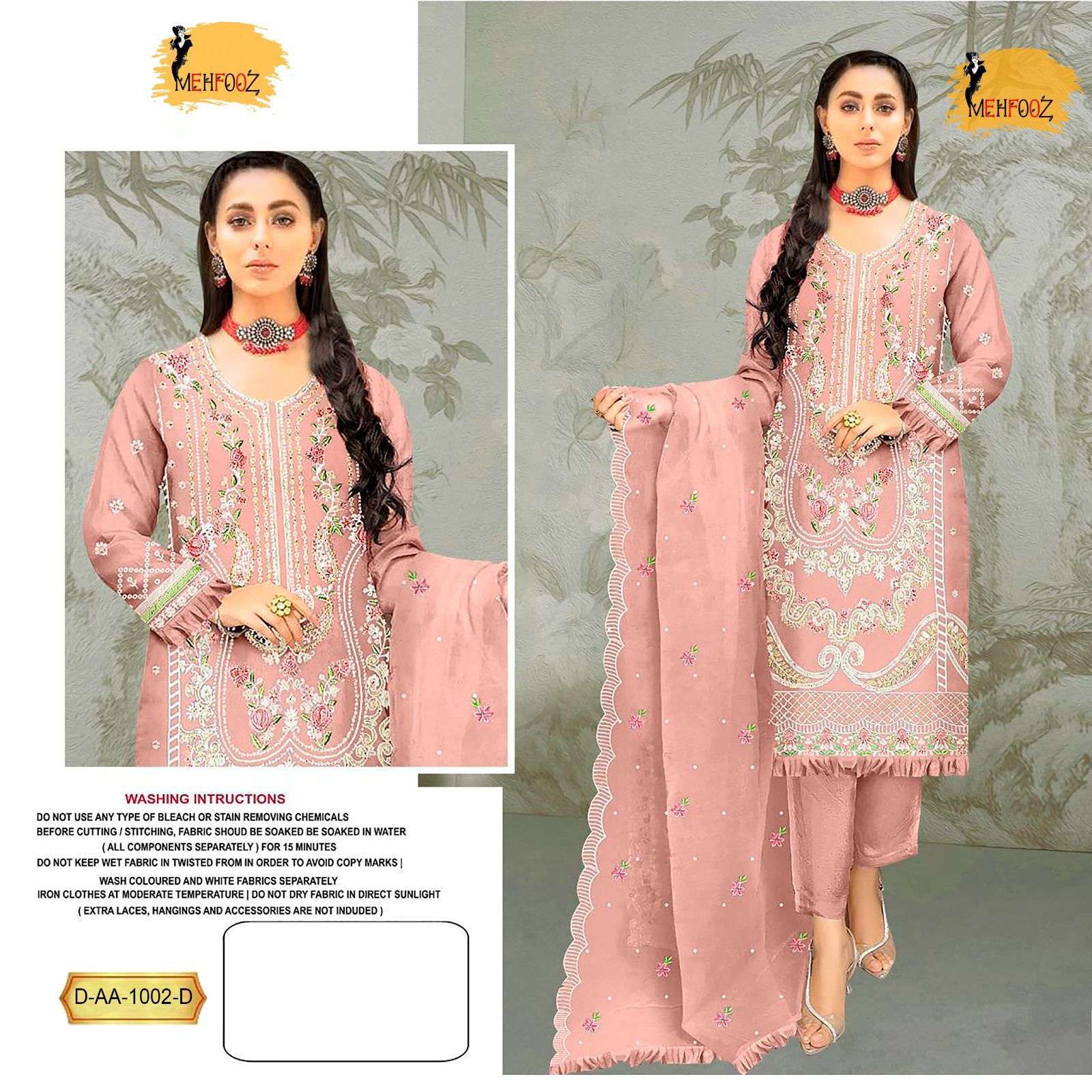 MEHFOOZ ORGANZA EMBRODARY WORK Salwar Kameez Wholesale catalog
