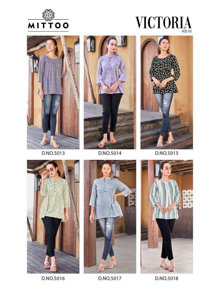MITTOO VICTORIA Vol 3 Rayon Print Kurti Wholesale catalog
