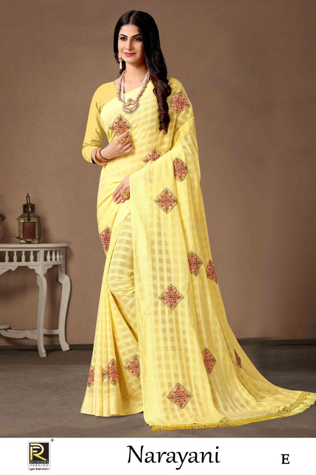NARAYANI  BY RONISHA SAREE  FANCY FABRICS SELF PETTERN WITH SIROSKI DIAMOND AND EMBROIDERY WORK SUPER HIT COLLECTION 
