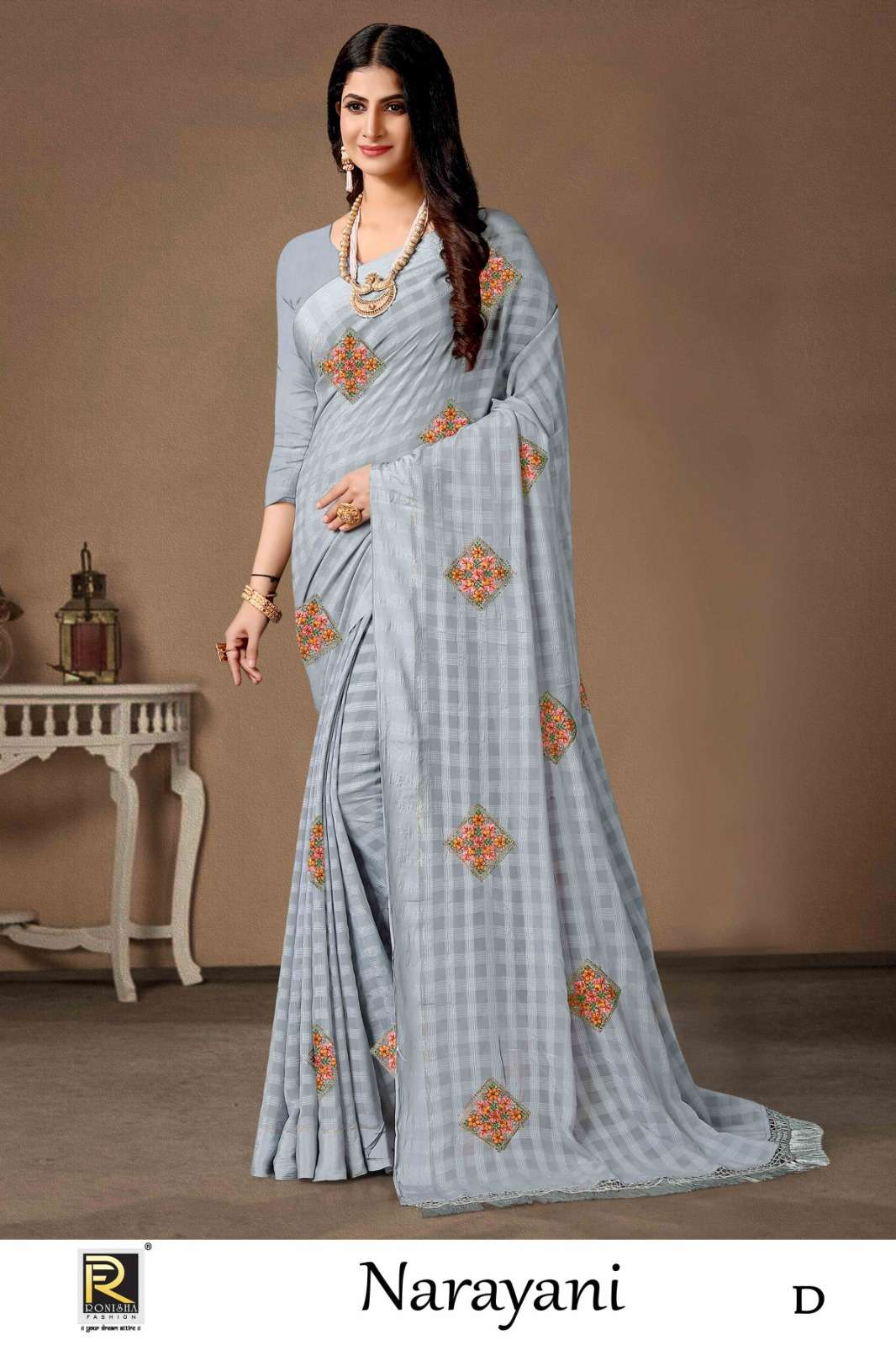 NARAYANI  BY RONISHA SAREE  FANCY FABRICS SELF PETTERN WITH SIROSKI DIAMOND AND EMBROIDERY WORK SUPER HIT COLLECTION 