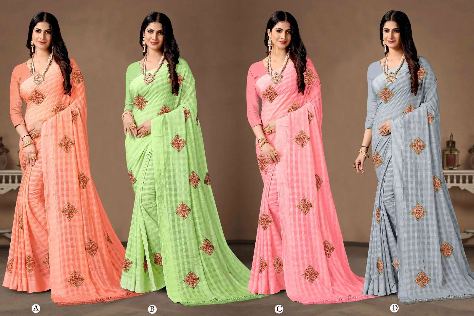 NARAYANI  BY RONISHA SAREE  FANCY FABRICS SELF PETTERN WITH SIROSKI DIAMOND AND EMBROIDERY WORK SUPER HIT COLLECTION 