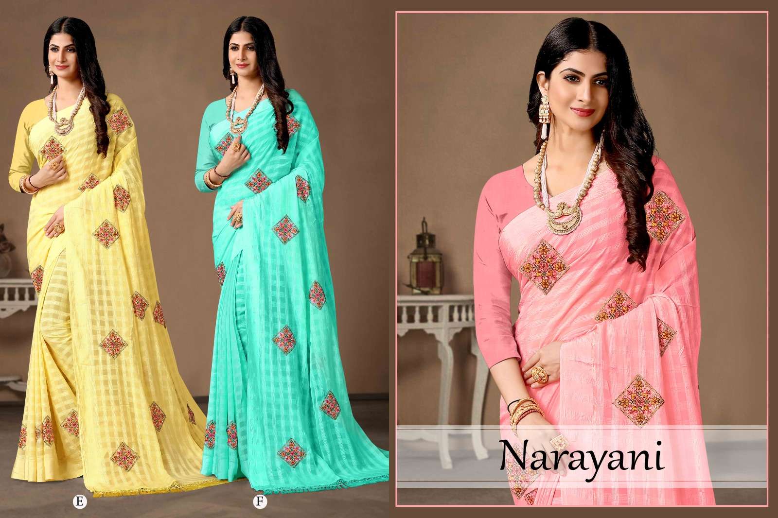 NARAYANI  BY RONISHA SAREE  FANCY FABRICS SELF PETTERN WITH SIROSKI DIAMOND AND EMBROIDERY WORK SUPER HIT COLLECTION 
