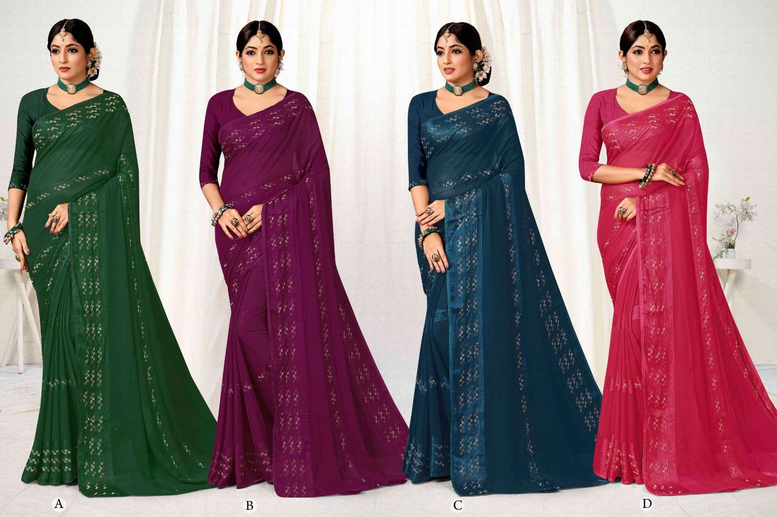 NEW YORK  BY RONISHA SAREE  FANCY FABRICS SELF PETTERN WITH SIROSKI DIAMOND SUPER HIT COLLECTION 