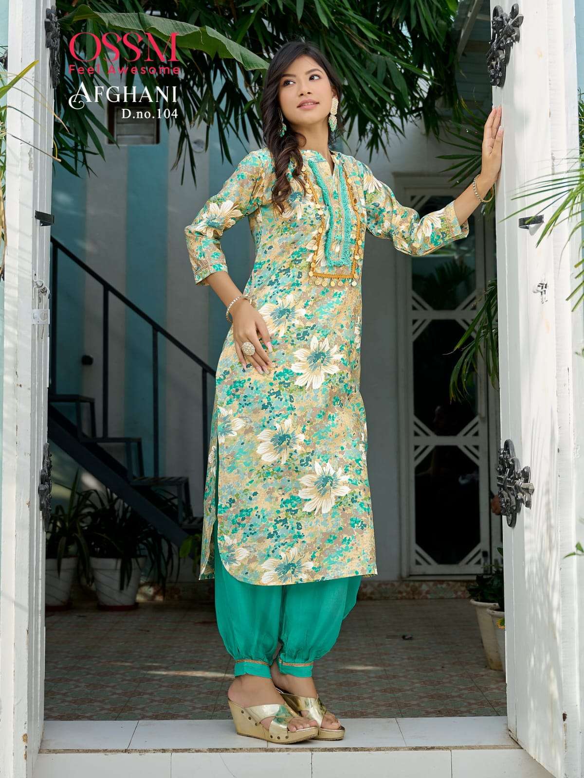 OSSM AFGHANI  Chanderi Modal Foil Kurti Wholesale catalog