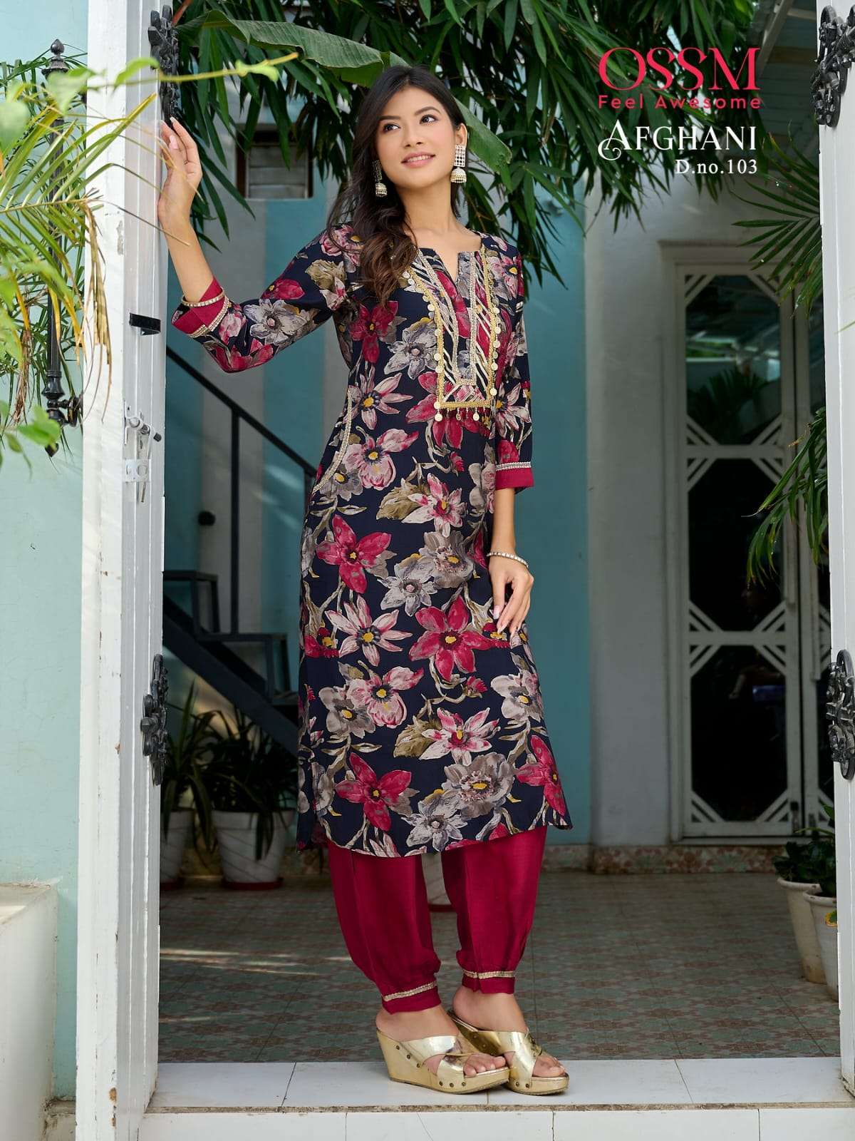 OSSM AFGHANI  Chanderi Modal Foil Kurti Wholesale catalog