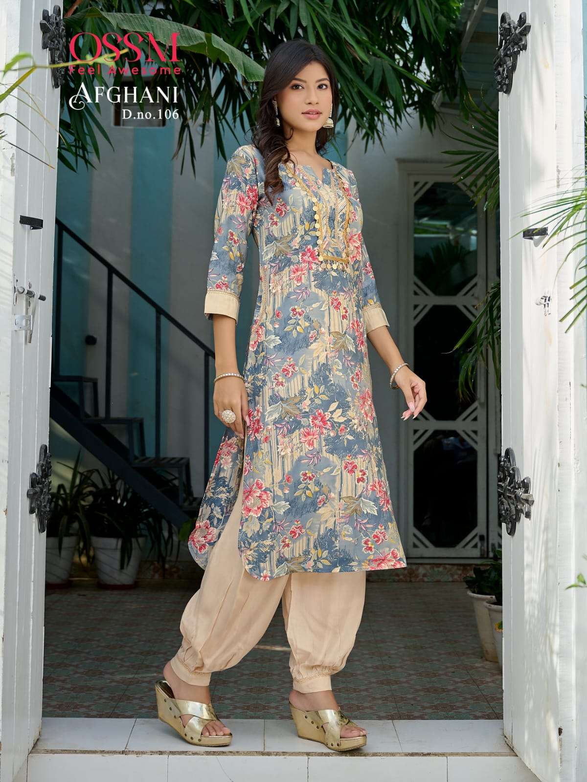 OSSM AFGHANI  Chanderi Modal Foil Kurti Wholesale catalog