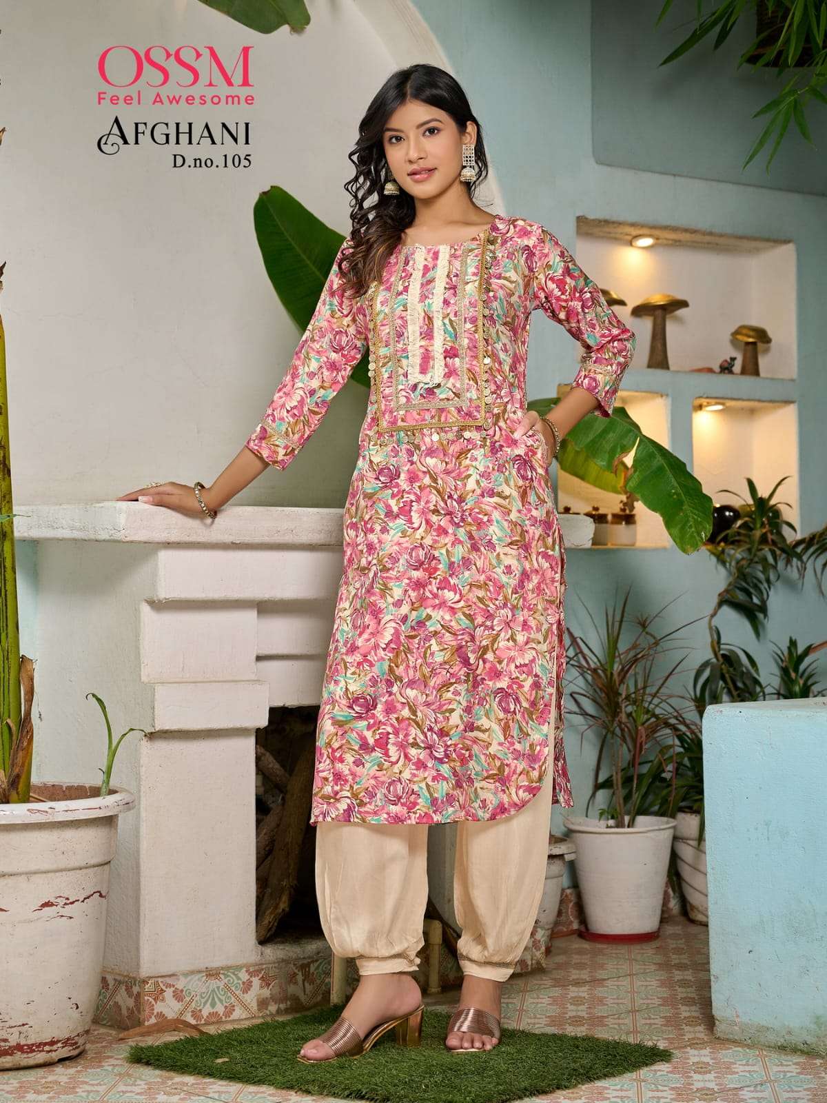 OSSM AFGHANI  Chanderi Modal Foil Kurti Wholesale catalog
