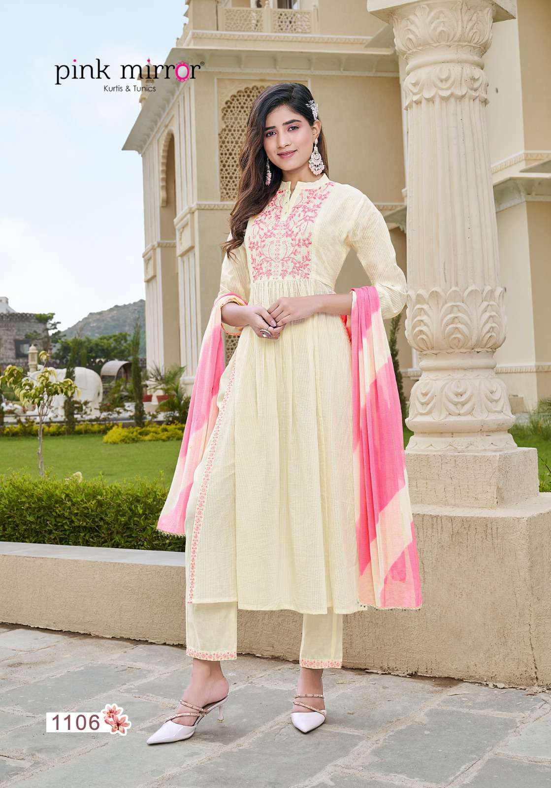 PINK MIRROR FAIRYTALES Naira cut Kurti Wholesale catalog