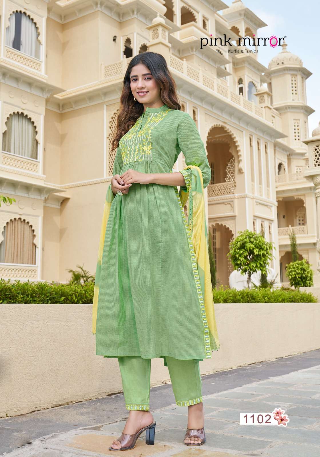 PINK MIRROR FAIRYTALES Naira cut Kurti Wholesale catalog