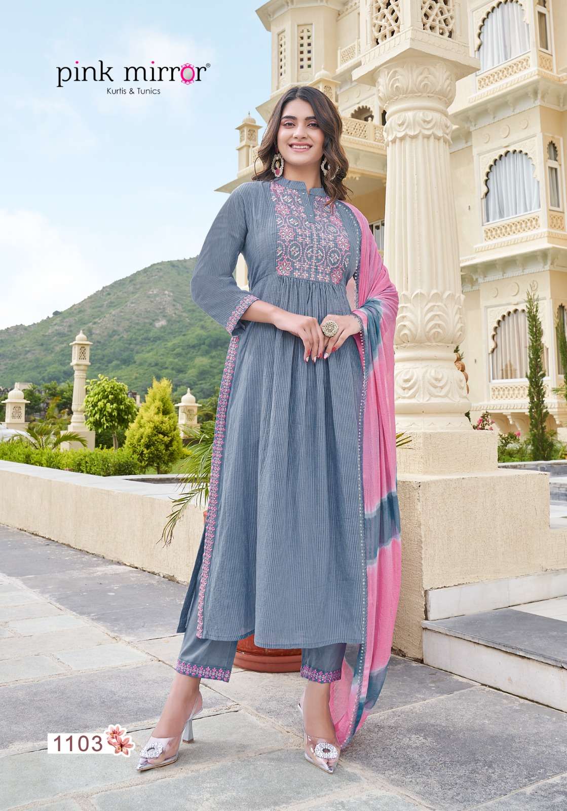 PINK MIRROR FAIRYTALES Naira cut Kurti Wholesale catalog