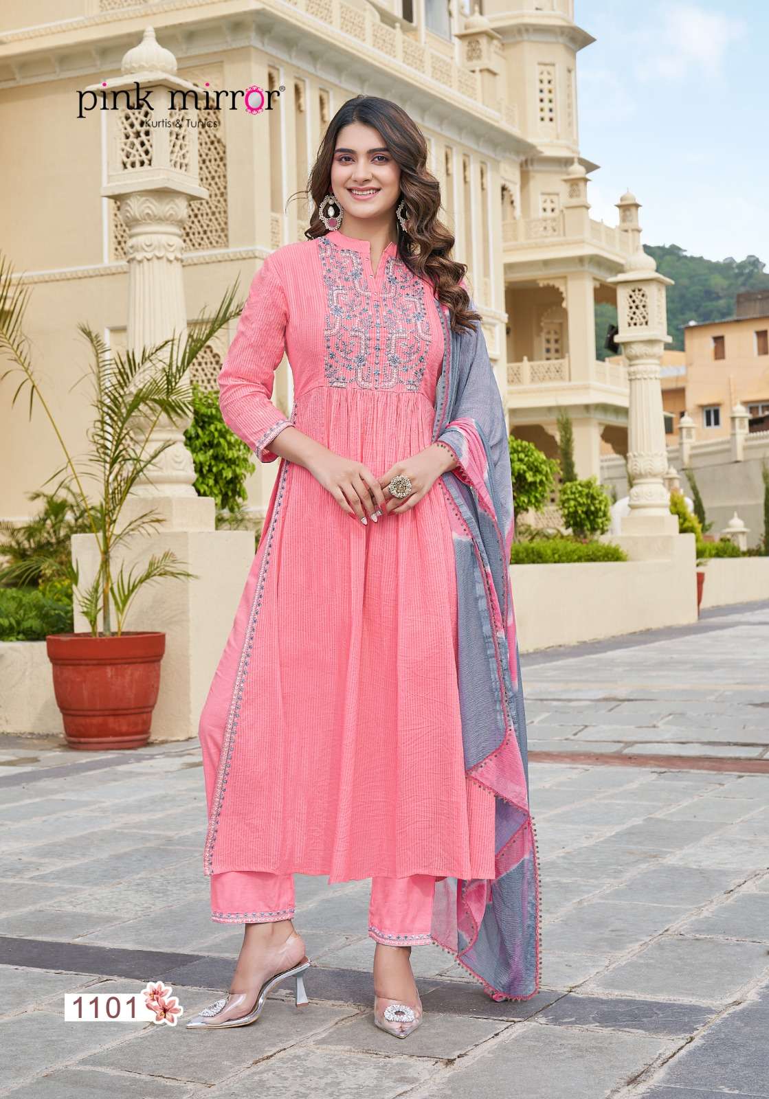 PINK MIRROR FAIRYTALES Naira cut Kurti Wholesale catalog