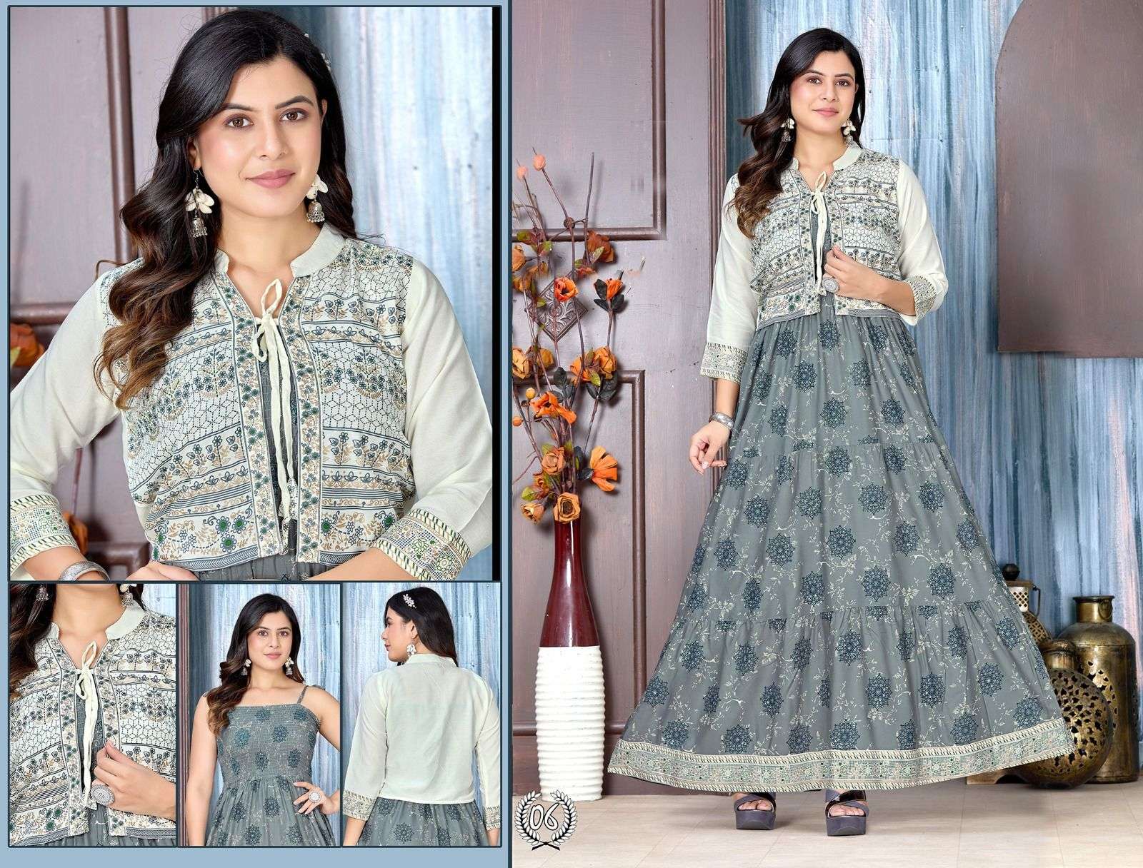 Rayon Long Flair 2 BEAUTY QUEEN THE GLOW ZONE Piece Kurti Wholesale catalog