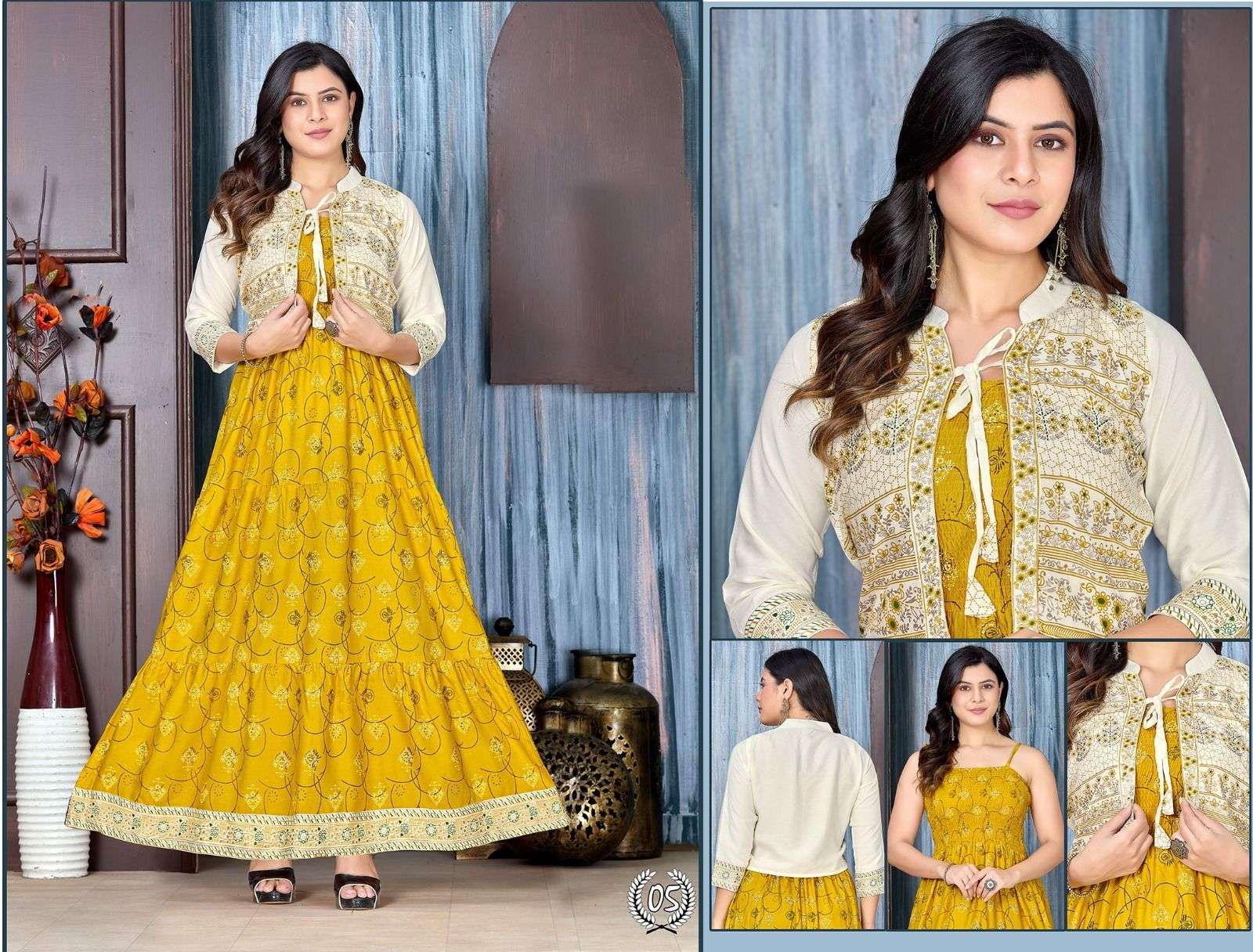 Rayon Long Flair 2 BEAUTY QUEEN THE GLOW ZONE Piece Kurti Wholesale catalog