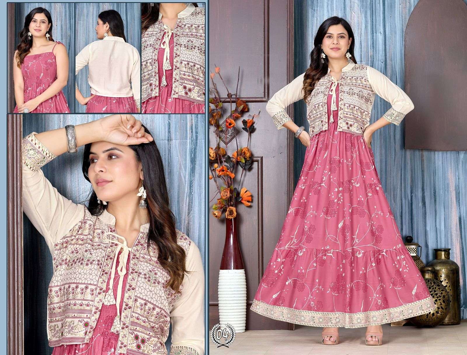 Rayon Long Flair 2 BEAUTY QUEEN THE GLOW ZONE Piece Kurti Wholesale catalog