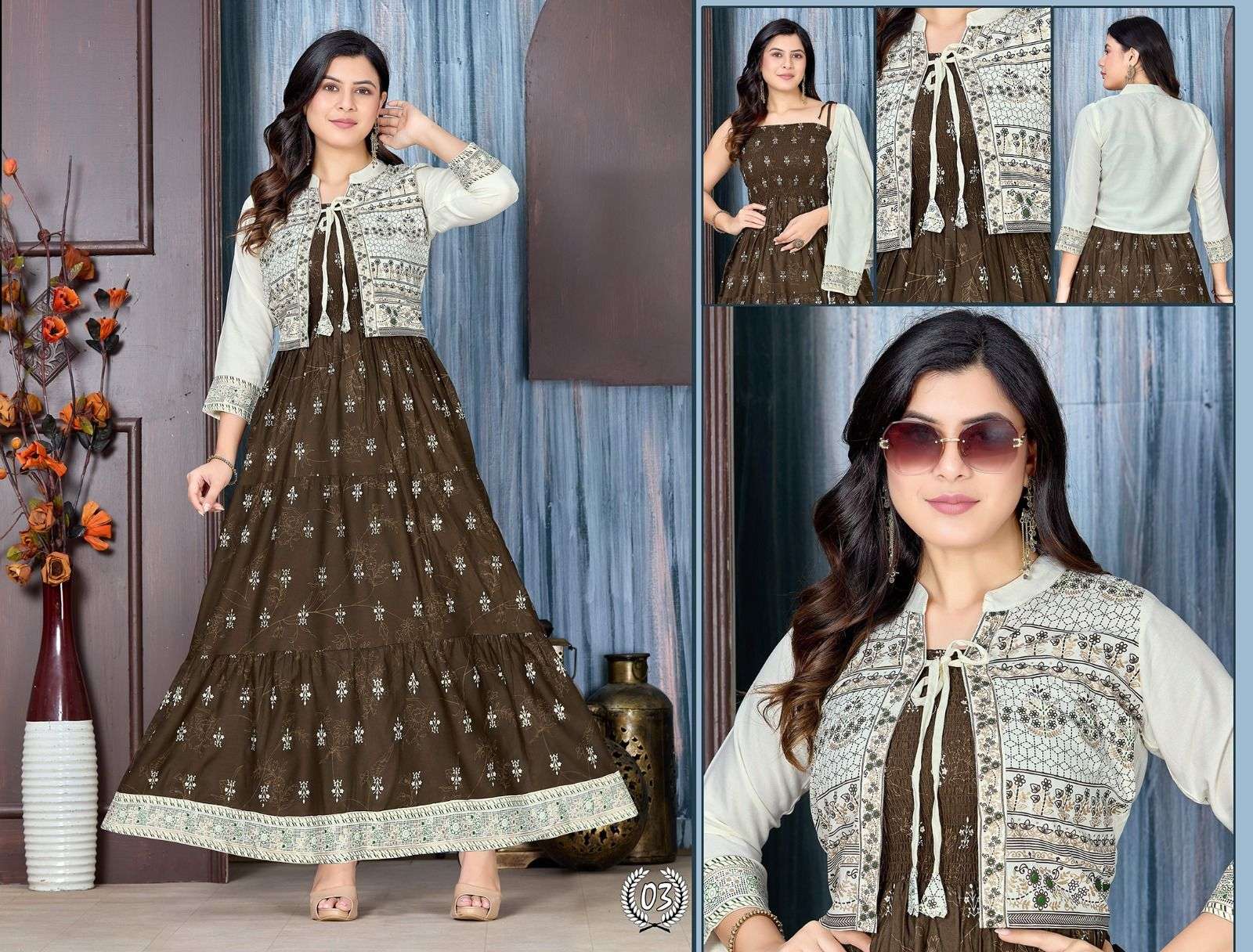 Rayon Long Flair 2 BEAUTY QUEEN THE GLOW ZONE Piece Kurti Wholesale catalog