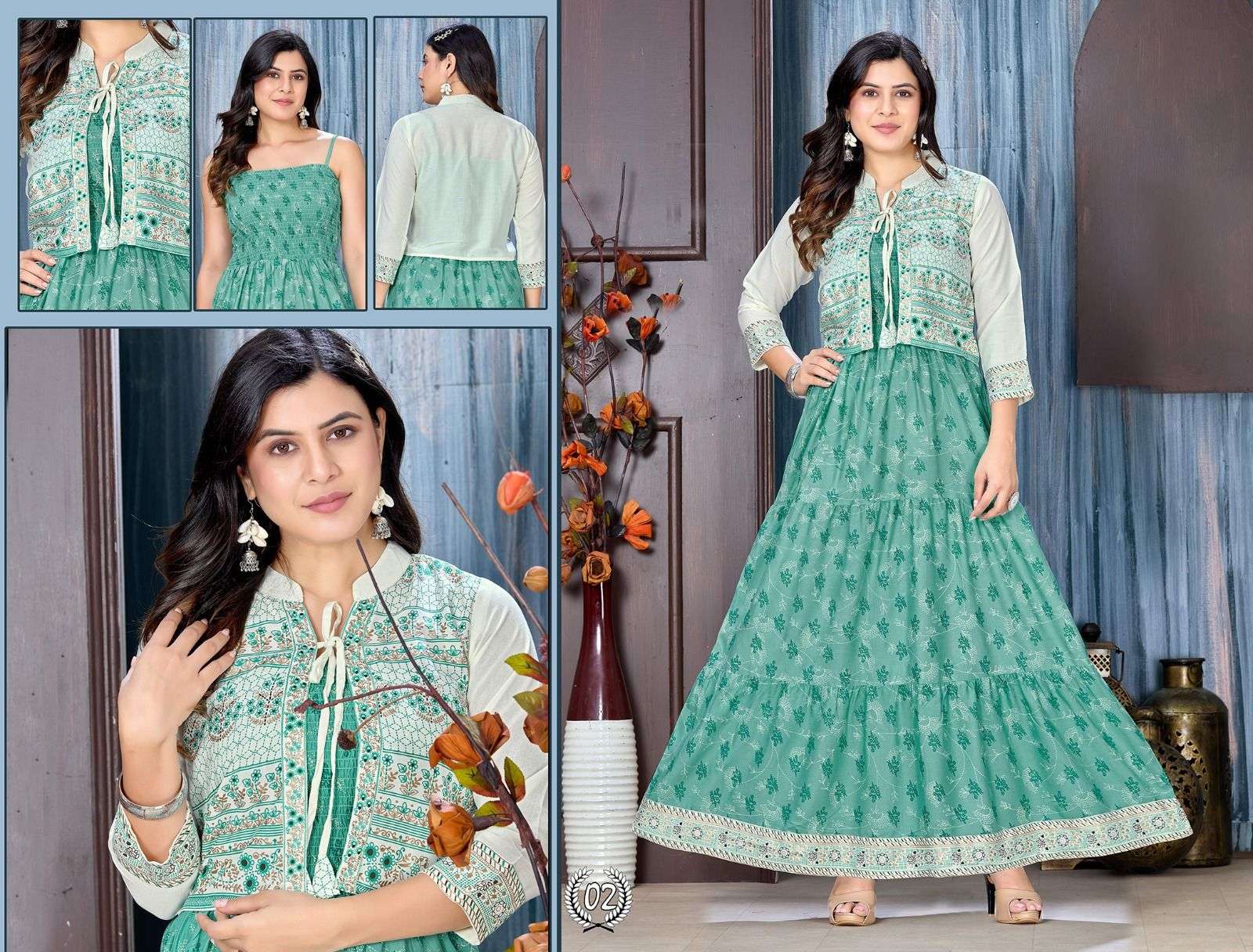 Rayon Long Flair 2 BEAUTY QUEEN THE GLOW ZONE Piece Kurti Wholesale catalog