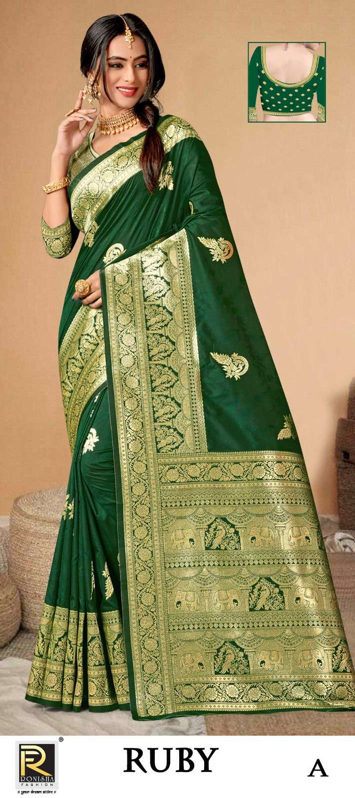 RUBY  BY RONISHA SAREE  FABRICS BANARASI SILK 50*600 FANCY DESIGNER SUPER HIT COLLECTION 