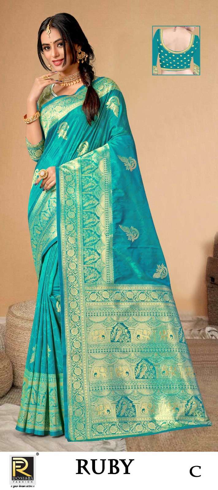 RUBY  BY RONISHA SAREE  FABRICS BANARASI SILK 50*600 FANCY DESIGNER SUPER HIT COLLECTION 