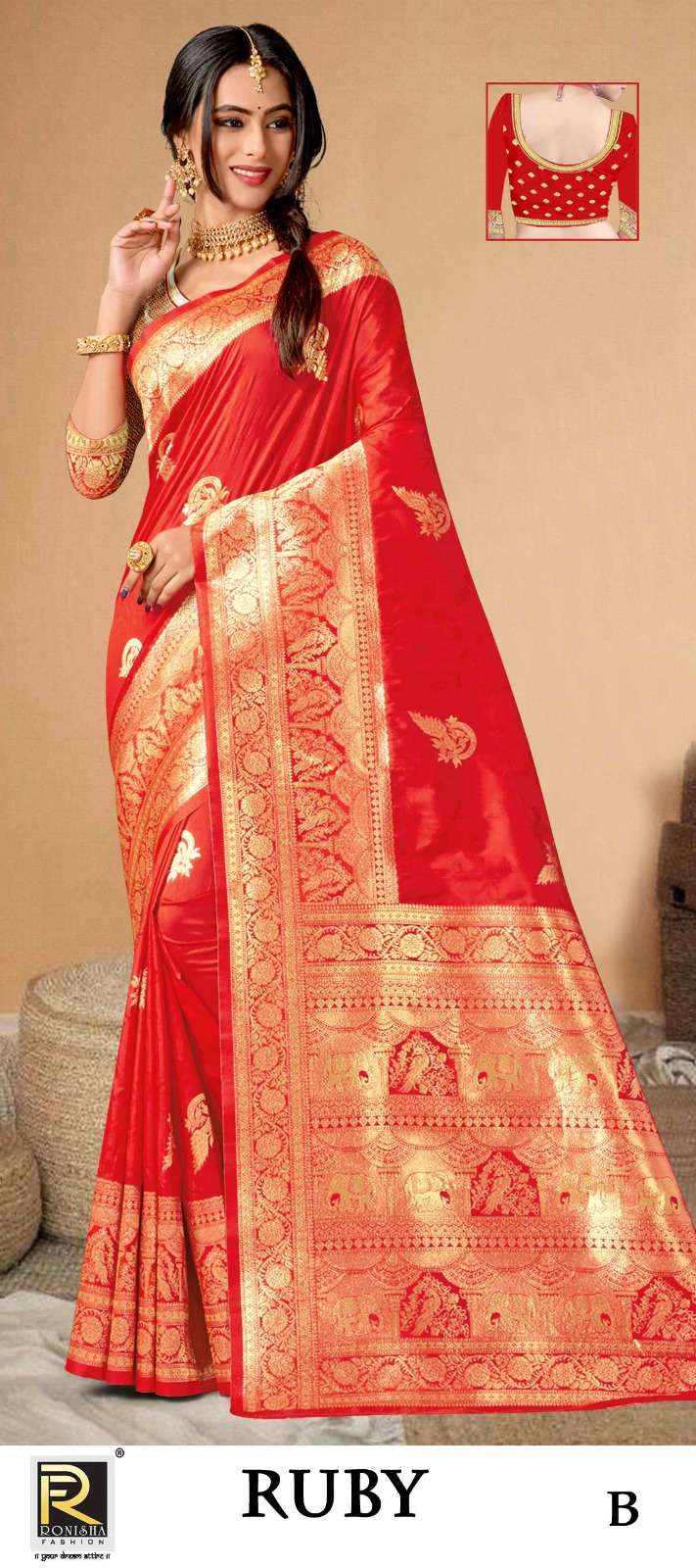 RUBY  BY RONISHA SAREE  FABRICS BANARASI SILK 50*600 FANCY DESIGNER SUPER HIT COLLECTION 