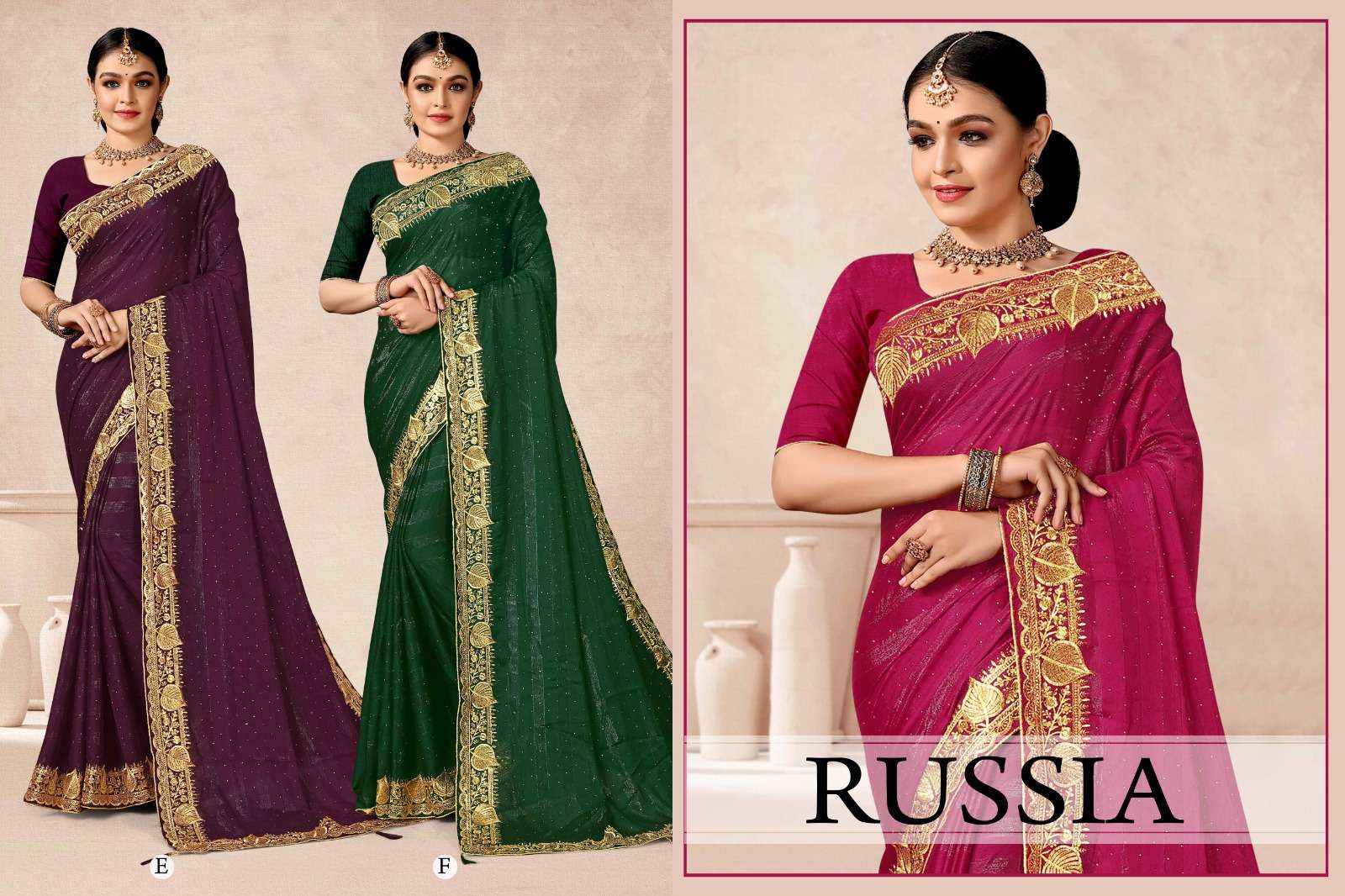 RUSSIA  BY RONISHA SAREE  FANCY FABRICS WITH SIROSKI DIAMOND AND EMBROIDERY WORK SUPER HIT COLLECTION 