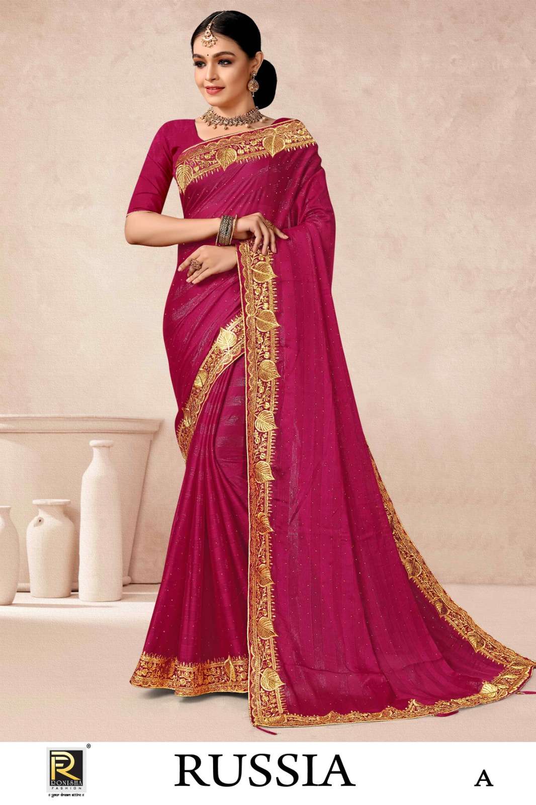 RUSSIA  BY RONISHA SAREE  FANCY FABRICS WITH SIROSKI DIAMOND AND EMBROIDERY WORK SUPER HIT COLLECTION 